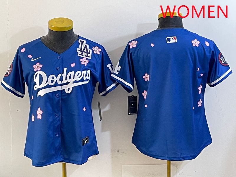Women Los Angeles Dodgers Blank Blue Sakura Edition 2025 Nike MLB Jersey style 5